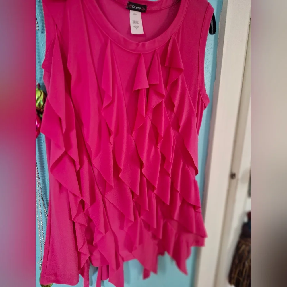 Cocomo Ruffled Hot Pink Sleeveless Women's Small Pull Over Top Pre-owned - Picture 3 of 6